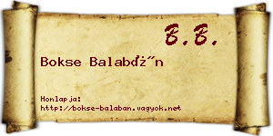 Bokse Balabán névjegykártya